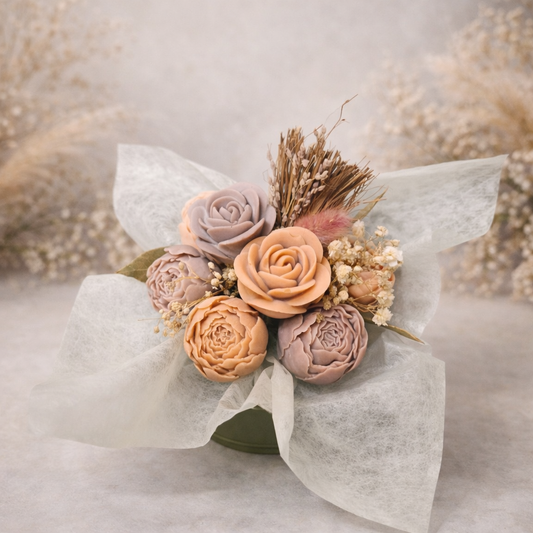 Eternal flower candle bouquets - Mix Grey and old Pink -Ambre Noir